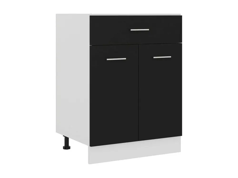Armario inferior cajón cocina madera ingenierí negro 60x46x81,5cm