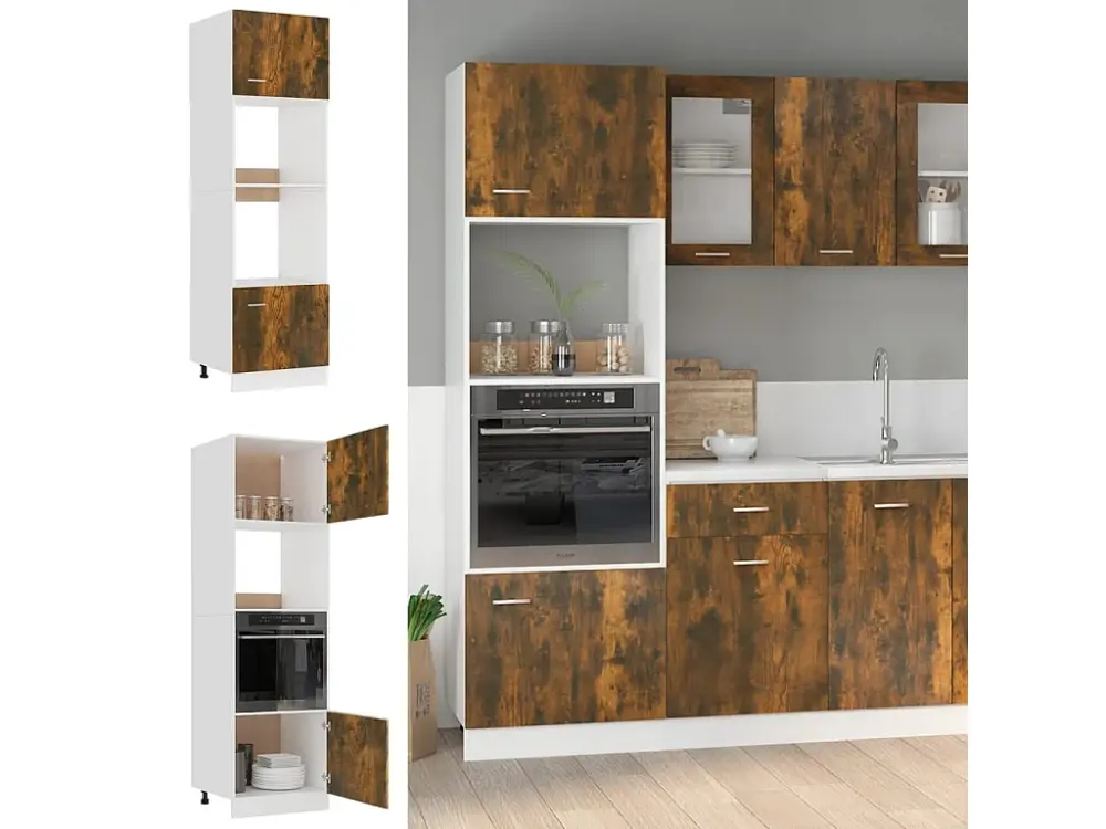 Armario de microondas contrachapada roble ahumado 60x57x207 cm