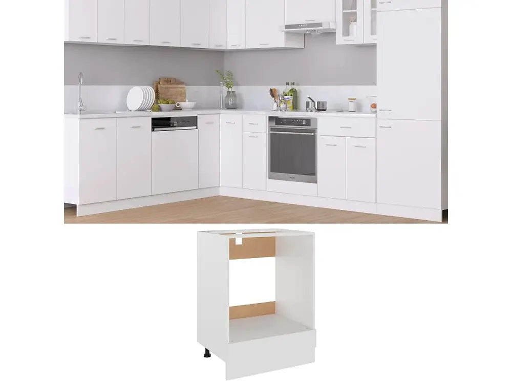 Armario para horno de madera de ingenierí blanco 60x46x81,5 cm