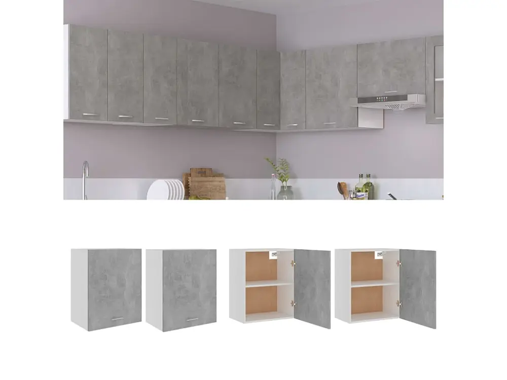 Armarios colgantes 2 uds madera contrachapada gris 50x31x60 cm