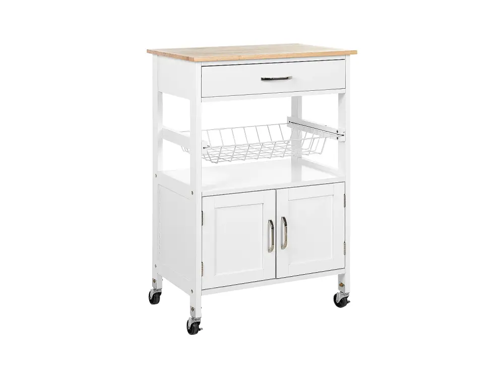 Carrito de cocina blanco/madera clara LUGO