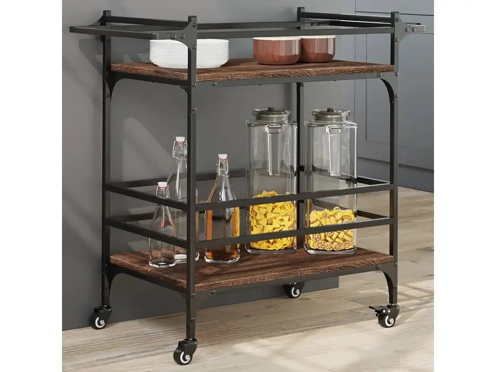 Carrito de cocina madera ingenierÃ­ marrÃ³n roble 82x40x78,5 cm