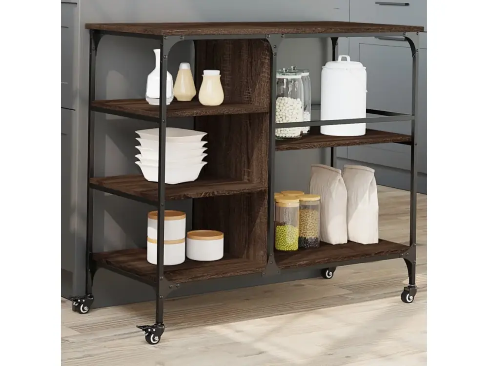 Carrito de cocina madera ingenierí marrón roble 100x45x89,5 cm