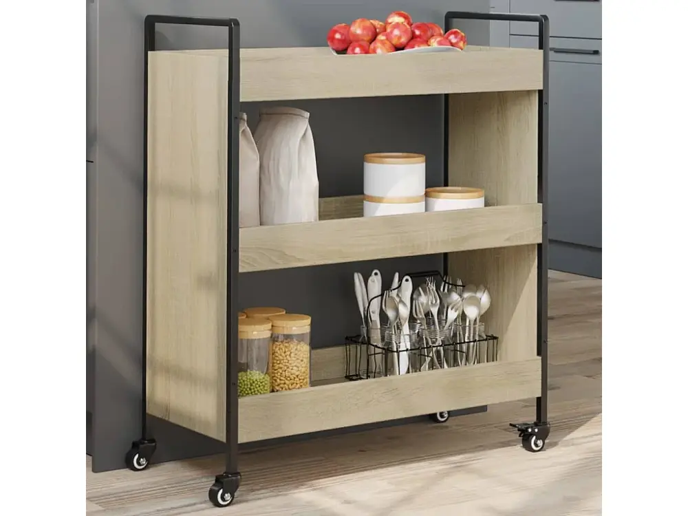 Carrito de cocina madera de ingenierí roble Sonoma 70x30x82 cm