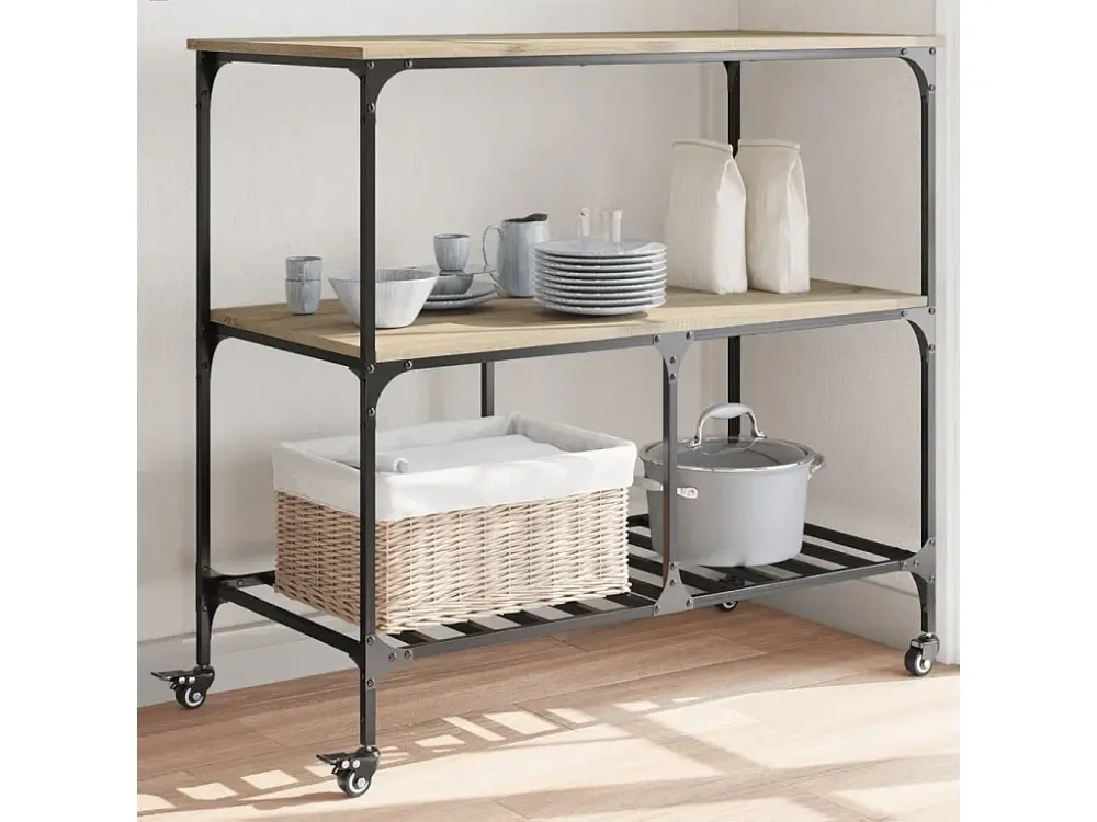 Carrito de cocina madera ingenierí roble Sonoma 100x50x95 cm