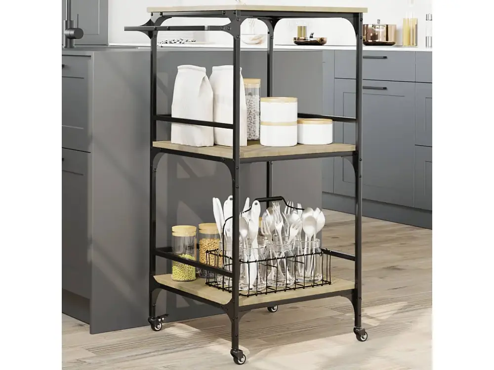 Carrito de cocina madera ingenierÃ­ roble Sonoma 60,5x50x105 cm