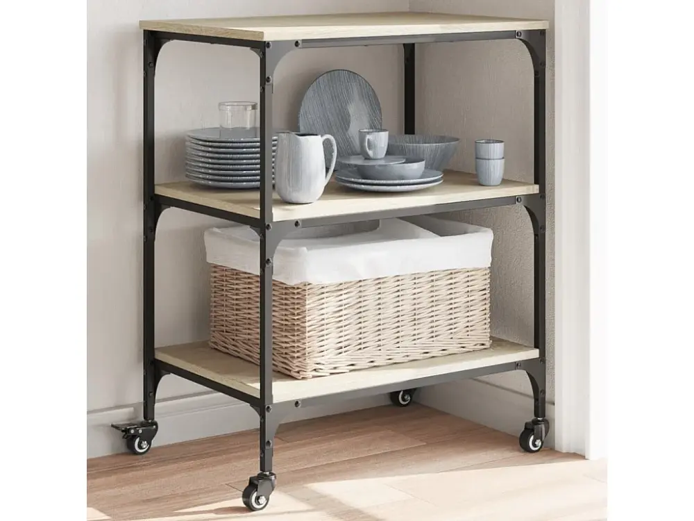 Carrito de cocina madera de ingenierí roble Sonoma 60x41x76 cm