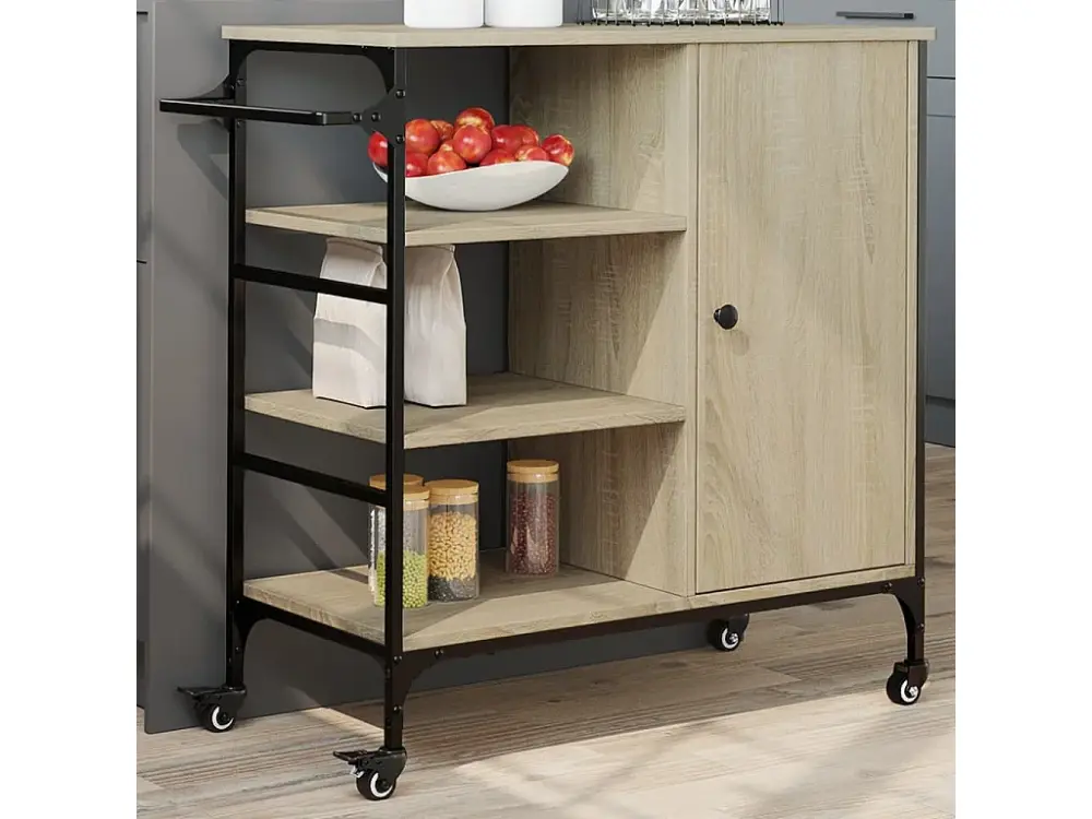 Carrito de cocina madera ingenierí Sonoma 87,5x38,5x84,5 cm