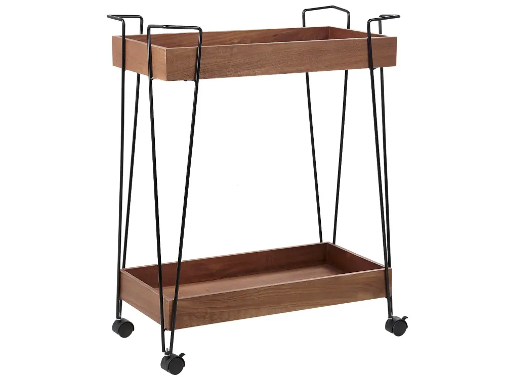 Carrito de cocina de metal negro/madera oscura BALME