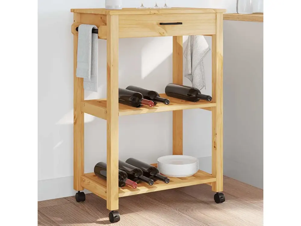 Carrito de cocina MONZA madera maciza de pino 60x40x90 cm