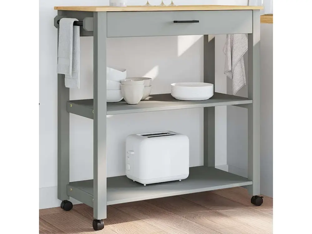 Carrito de cocina MONZA madera maciza de pino 84x40x90 cm