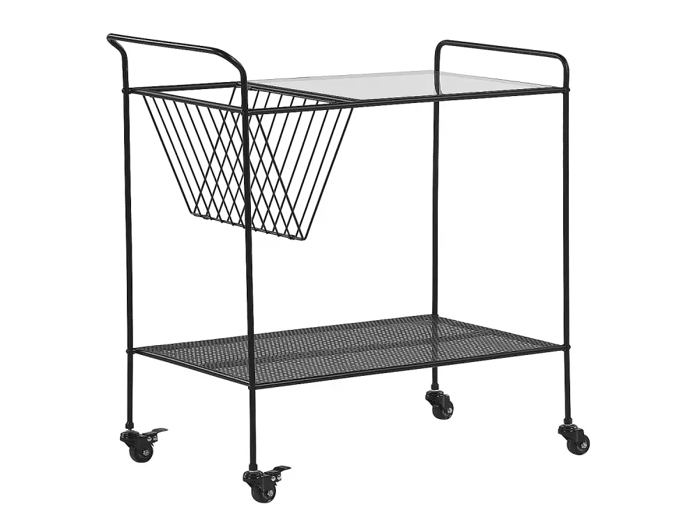 Carrito de cocina de vidrio/metal negro ALAMO