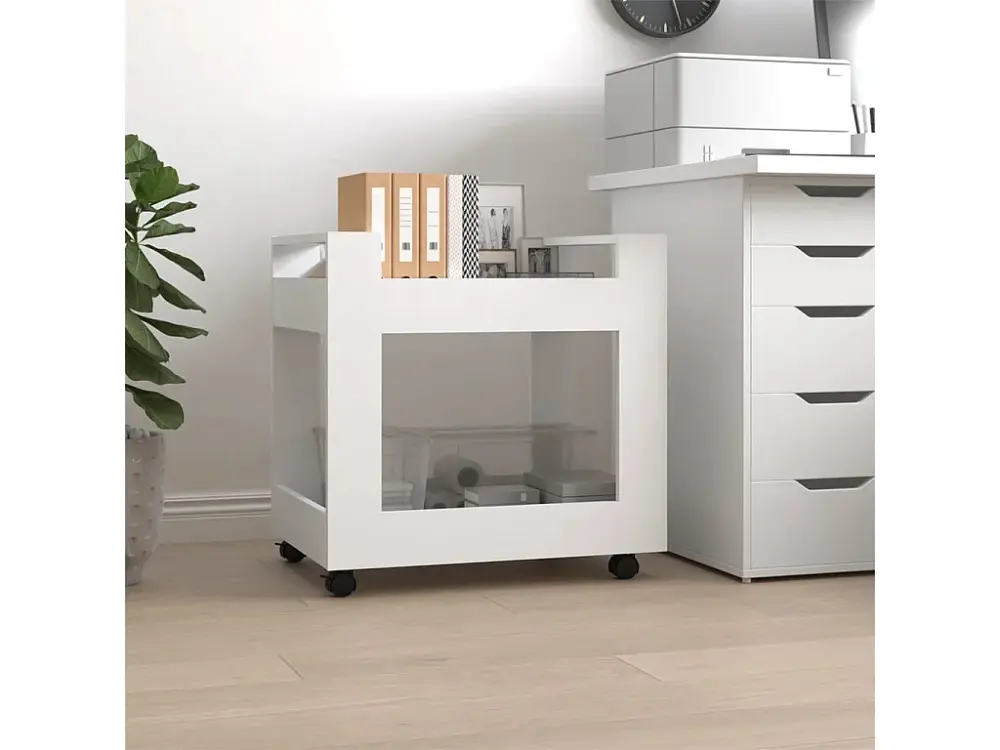 Carrito de escritorio madera contrachapada blanco 60x45x60 cm