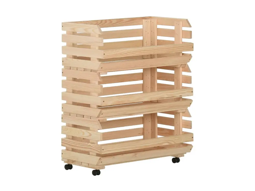 Carrito para verduras madera maciza de pino 77x30x80 cm Marrón