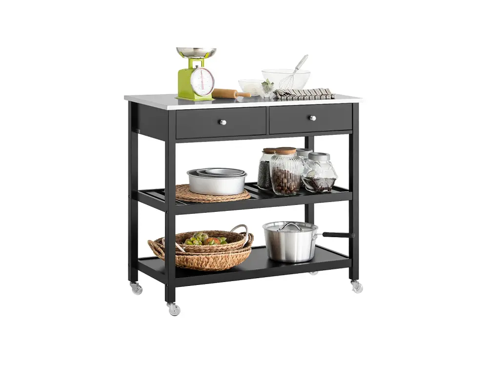 Carrito de Servir con 2 cajones 2 estantes 4 Ruedas Estanterí de Cocina Carrito de Cocina Móvil Negro FKW47-SCH SoBuy ES