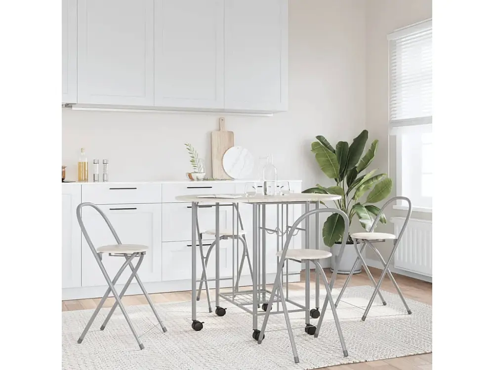 Conjunto de comedor plegable 5 piezas MDF