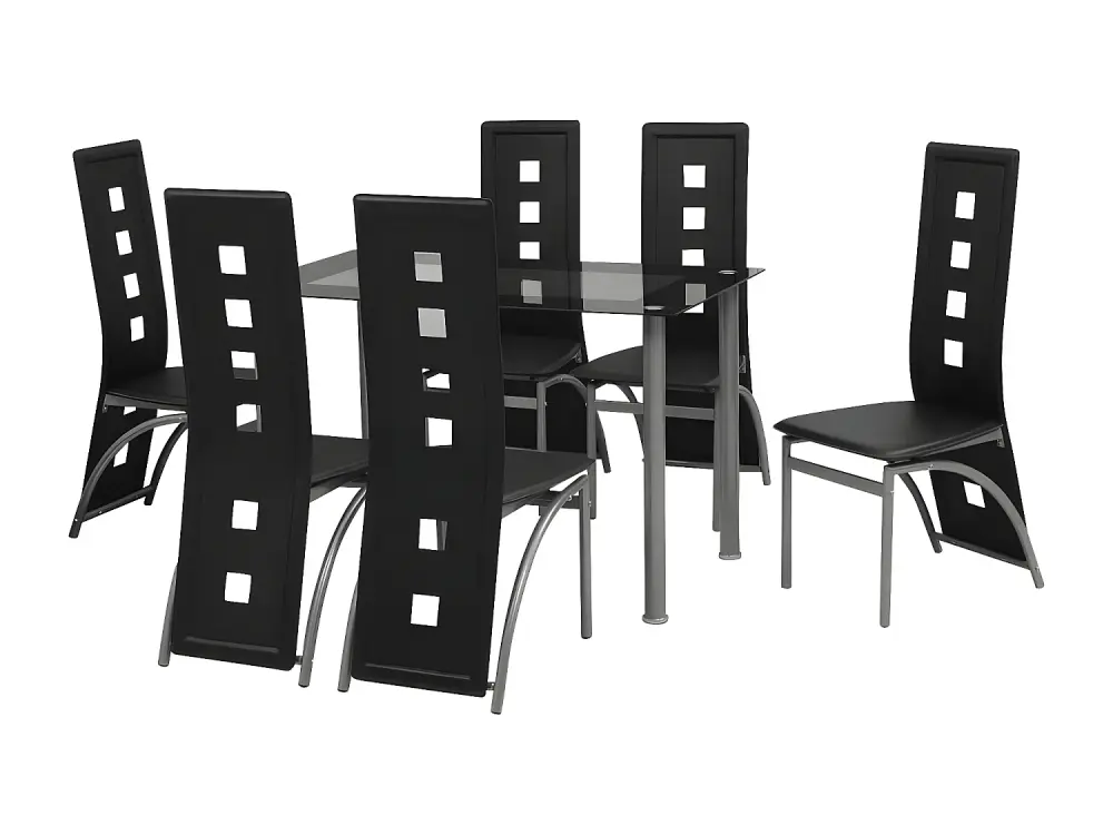 Conjunto de comedor de siete piezas negro