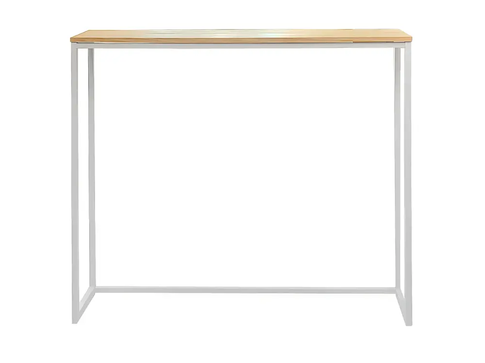Conjunto Mesa Alta Eco-Line 118x30x110cm y 2 taburetes Blanco en madera maciza de pino acabado natural estilo Industrial B...