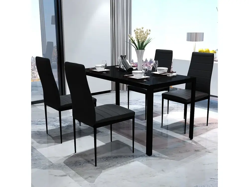 Conjunto de mesa y sillas de comedor 5 piezas negro