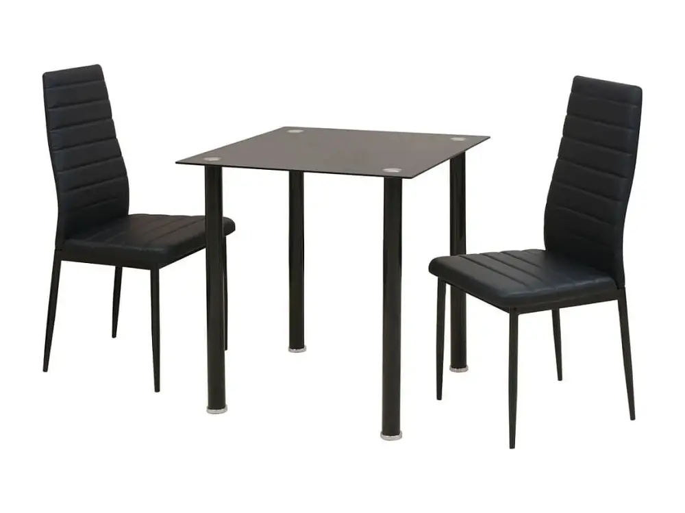 Conjunto de mesas y sillas de comedor de tres piezas negro