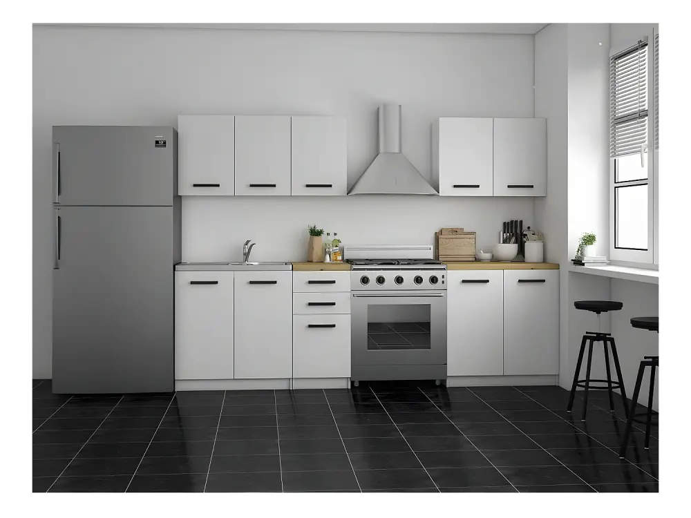 DIASPRO | Cucina componibile + lineare completa L 200 cm 6 pezzi | Piano di lavoro INCLUSO | mobili da cucina