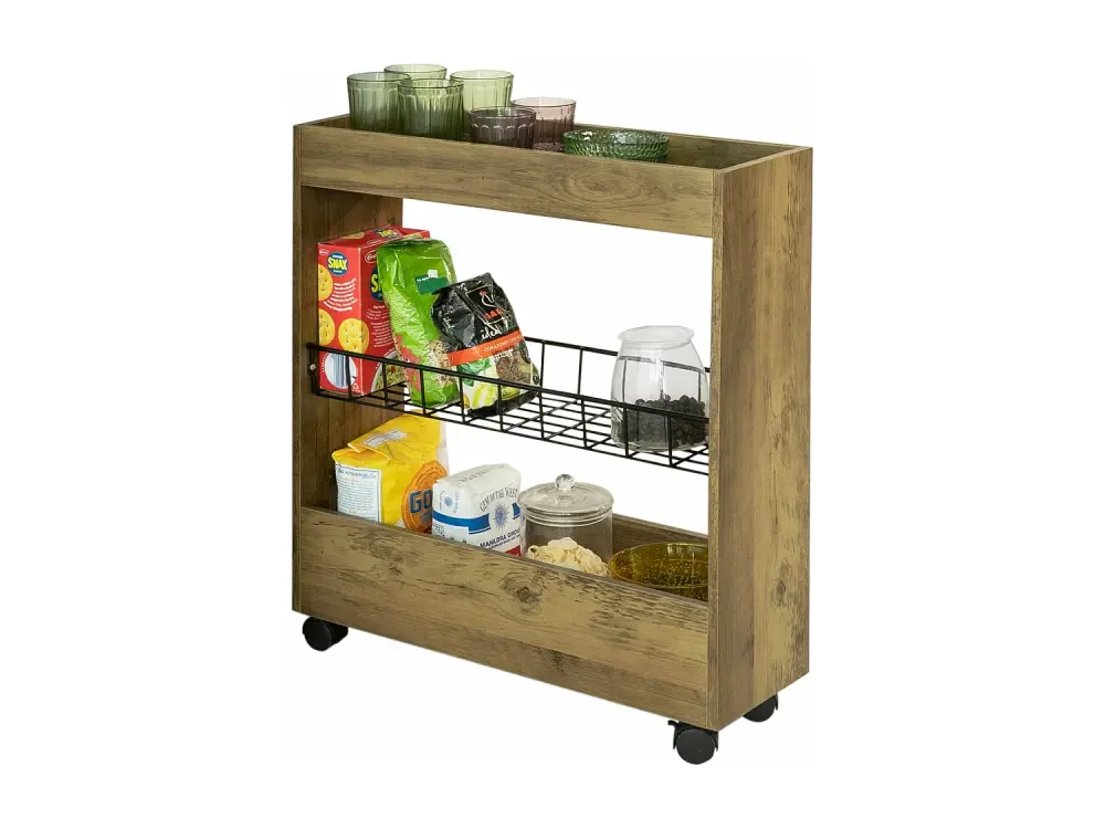 Estanterí para Nichos Móvil Carrito de Almacenamiento de 3 Niveles Carrito Estrecho para Baño y Cocina 60 x 20 x 70 cm ...