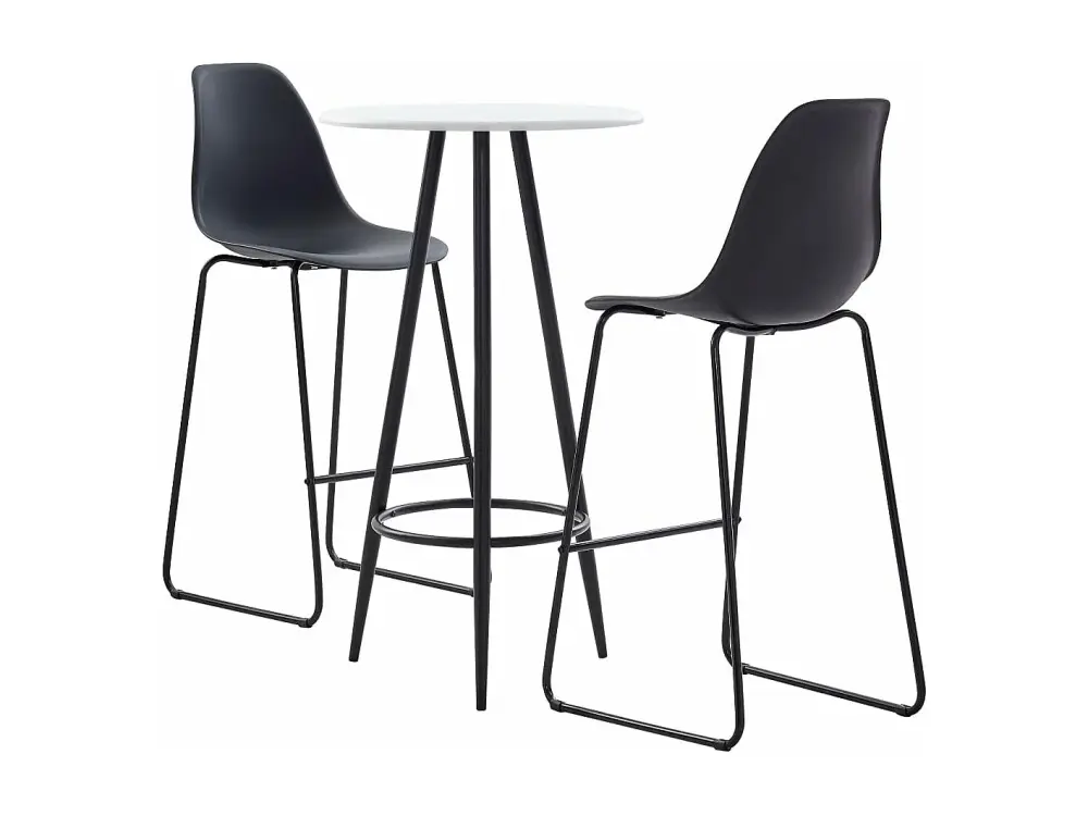 Juego de mesa alta y taburetes 3 piezas plástico negro