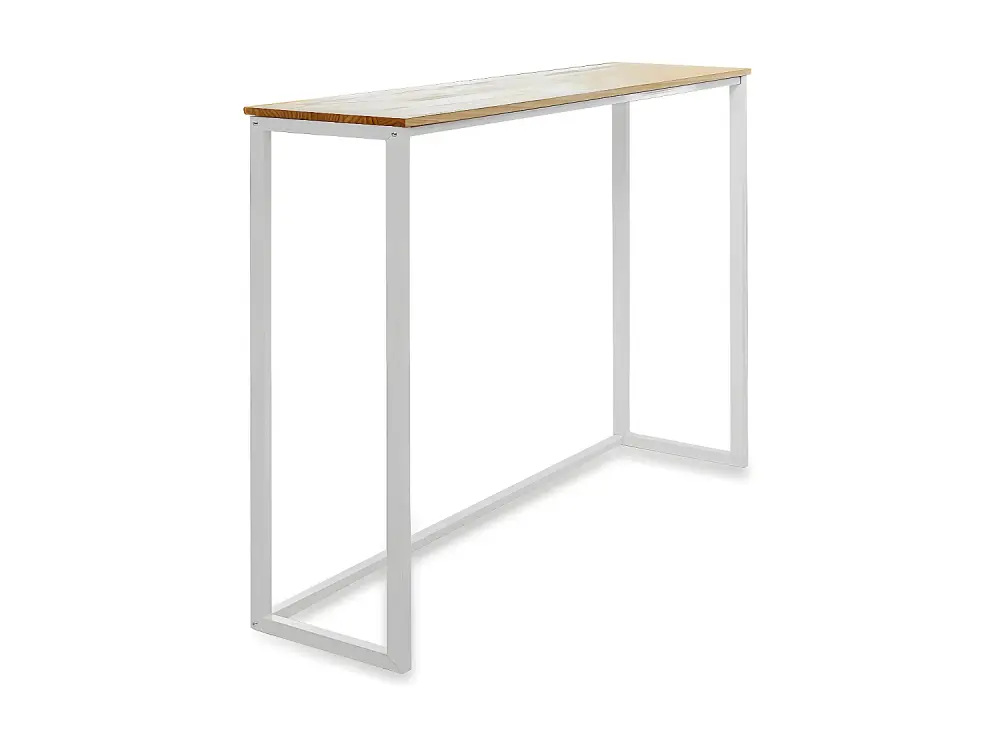 Mesa Alta 118x30x110cm iCub ECO Line Blanca en madera maciza de pino acabado Natural estilo nordico industrial Box Furniture