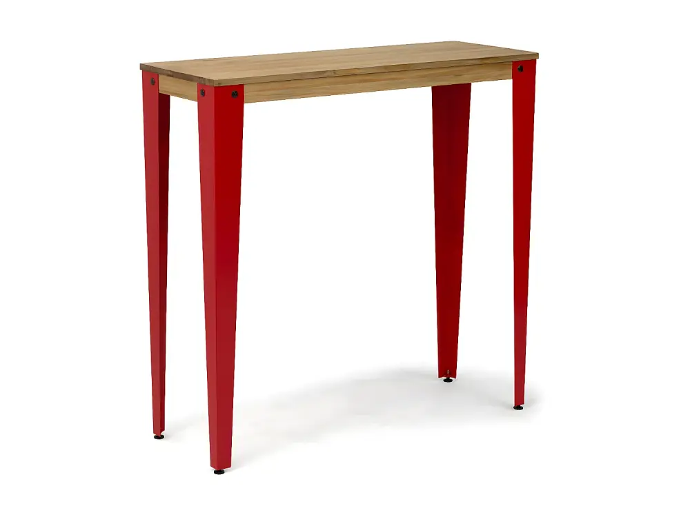 Mesa Lunds Adebutx110x110cm Roja en madera maciza de pino acabado vintage estilo Industrial Box Furniture