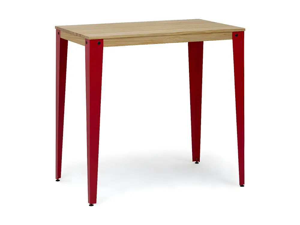 Mesa Lunds Alta 60x100x110cm Rojo en madera maciza de pino acabado natural estilo nórdico Industrial Box Furniture