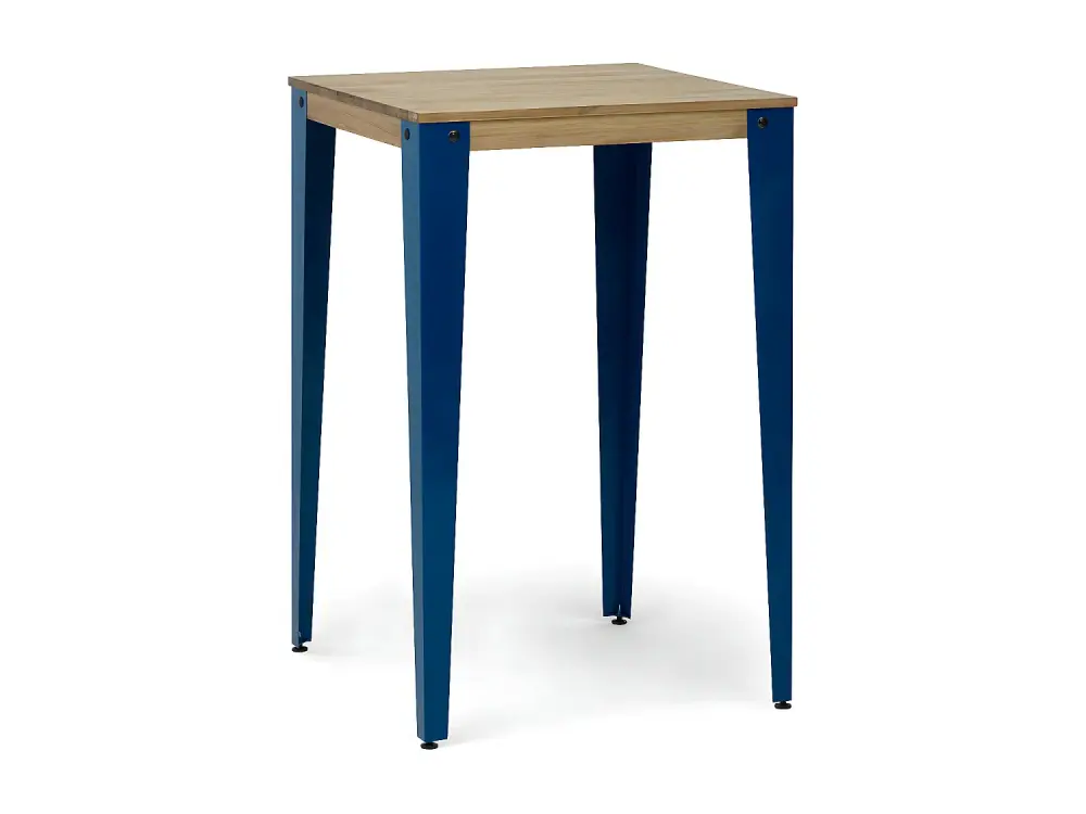 Mesa Lunds Alta 70x70x110cm Azul en madera maciza de pino acabado vintage estilo Industrial Box Furniture