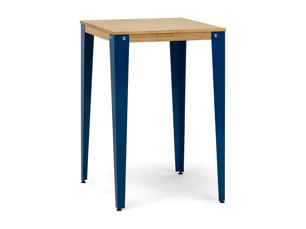 Mesa Lunds Alta 70x70x110cm Azul en madera maciza de pino acabado natural estilo nórdico Industrial Box Furniture