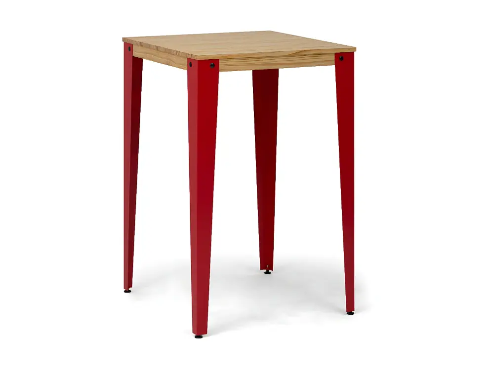 Mesa Lunds Alta 70x70x110cm Rojo en madera maciza de pino acabado natural estilo nórdico Industrial Box Furniture