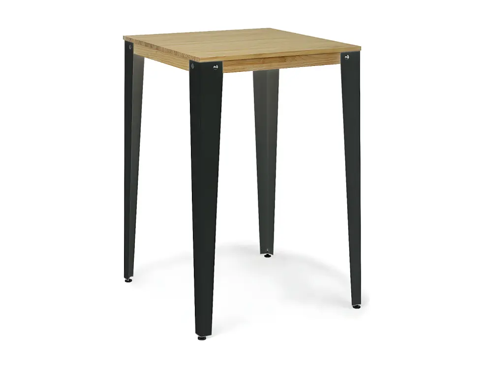 Mesa Lunds Alta 80x80x110cm Fume en madera maciza de pino acabado natural estilo nórdico Industrial Box Furniture