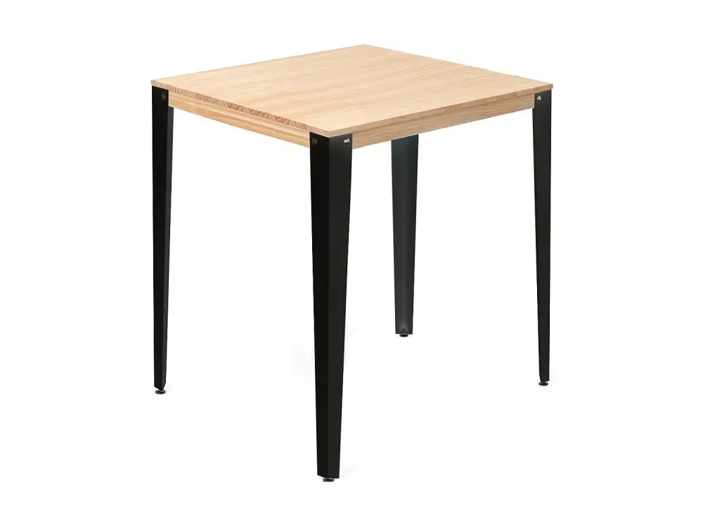 Mesa Lunds Alta 80x80x110cm Negra en madera maciza de pino acabado natural estilo nórdico Industrial Box Furniture