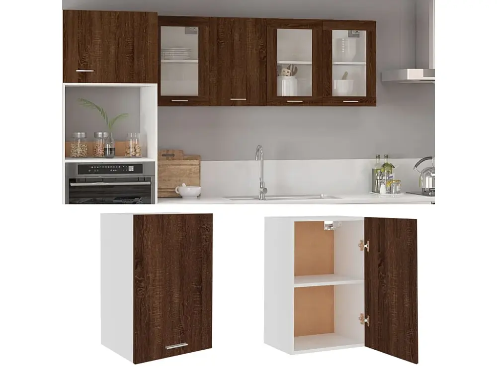 Mueble de TV colgante madera marrón roble 39,5x31x60 cm