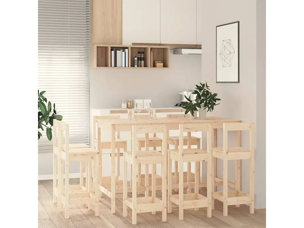 Set de bar 9 piezas madera maciza de pino