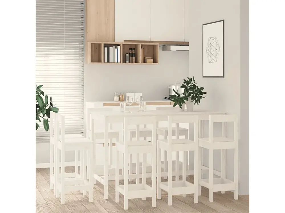 Set de bar 9 piezas madera maciza de pino blanco
