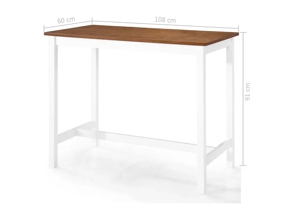 Set mesa y sillas de bar 3 piezas madera maciza marrÃ³n y blanco
