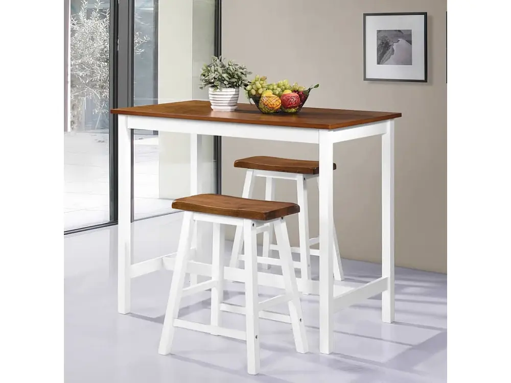 Set de mesa y taburete de bar 3 piezas madera maciza