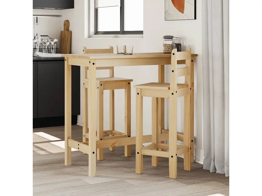 Taburetes altos 2 uds madera maciza de pino