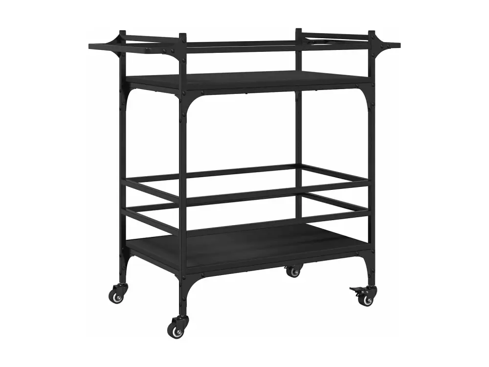 vidaXL Carrito de cocina de madera de ingenierí negro 82x40x78,5 cm