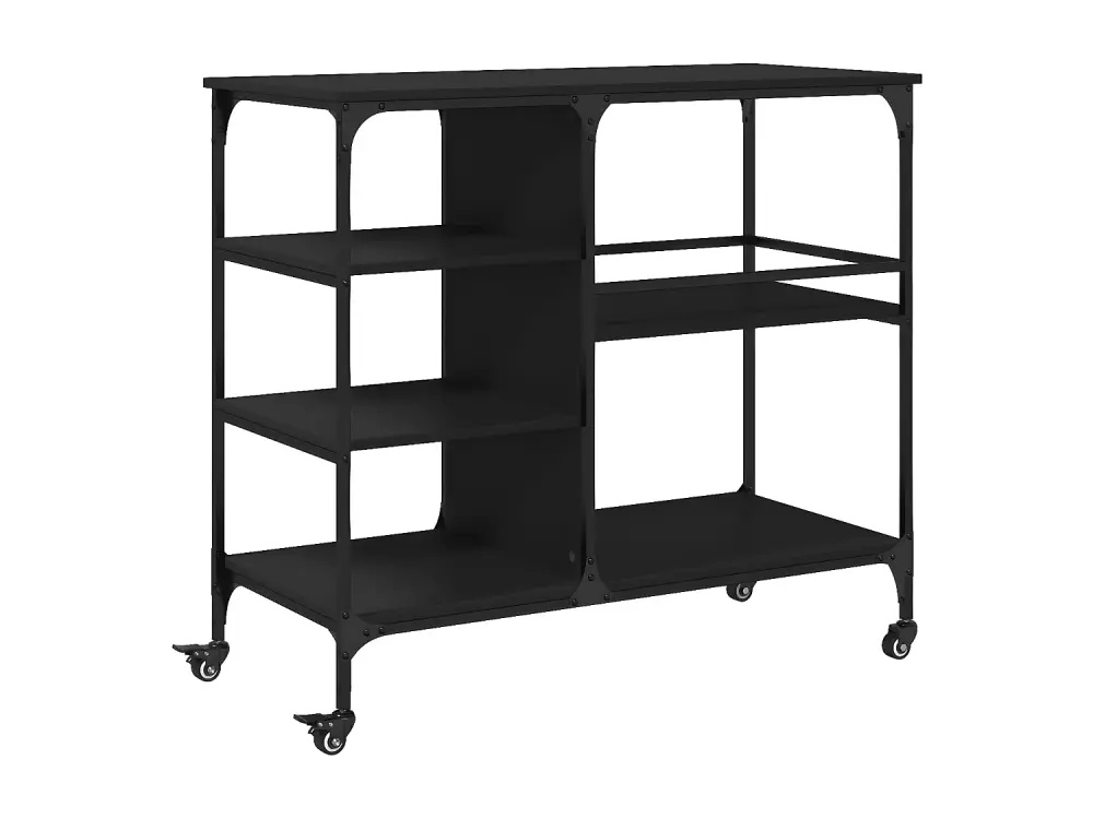 vidaXL Carrito de cocina de madera de ingenierí negro 100x45x89,5 cm