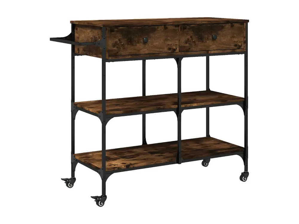 vidaXL Carrito de cocina madera ingenierí roble ahumado 105x42x95 cm Marrón