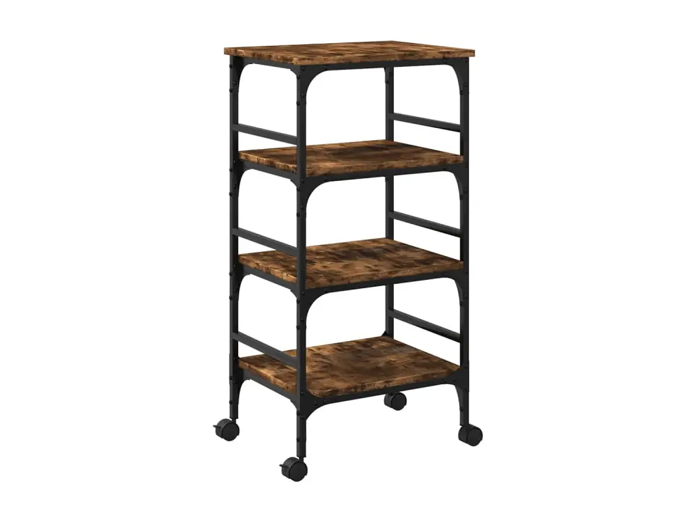 vidaXL Carrito de cocina madera ingenierí roble ahumado 45x35x89,5 cm Marrón