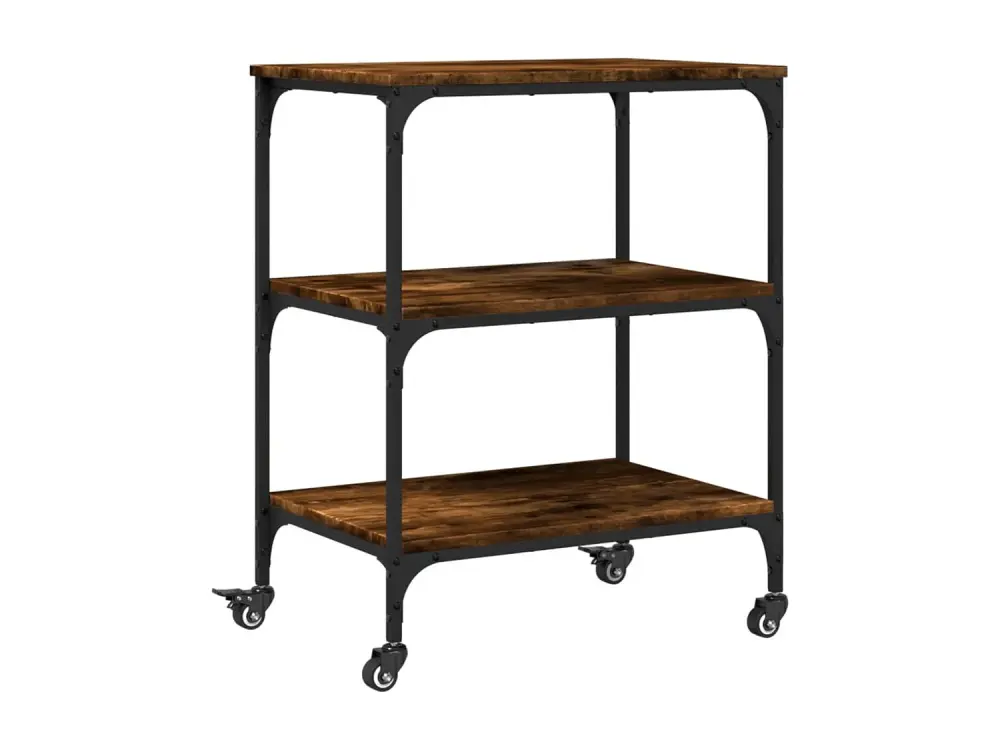 vidaXL Carrito de cocina madera ingenierí roble ahumado 60x41x76 cm Marrón