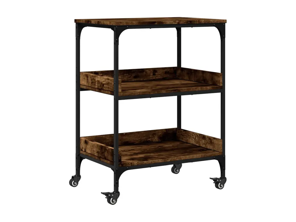 vidaXL Carrito de cocina madera ingenierí roble ahumado 60x41x80,5 cm Marrón