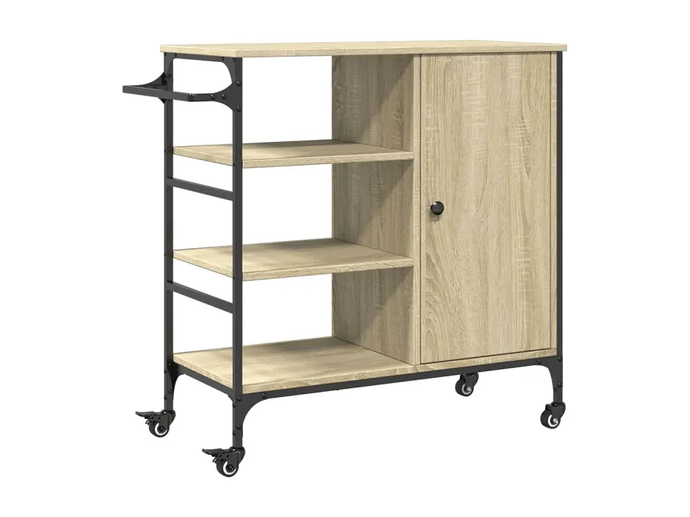 vidaXL Carrito de cocina madera ingenierí Sonoma 87,5x38,5x84,5 cm Marrón