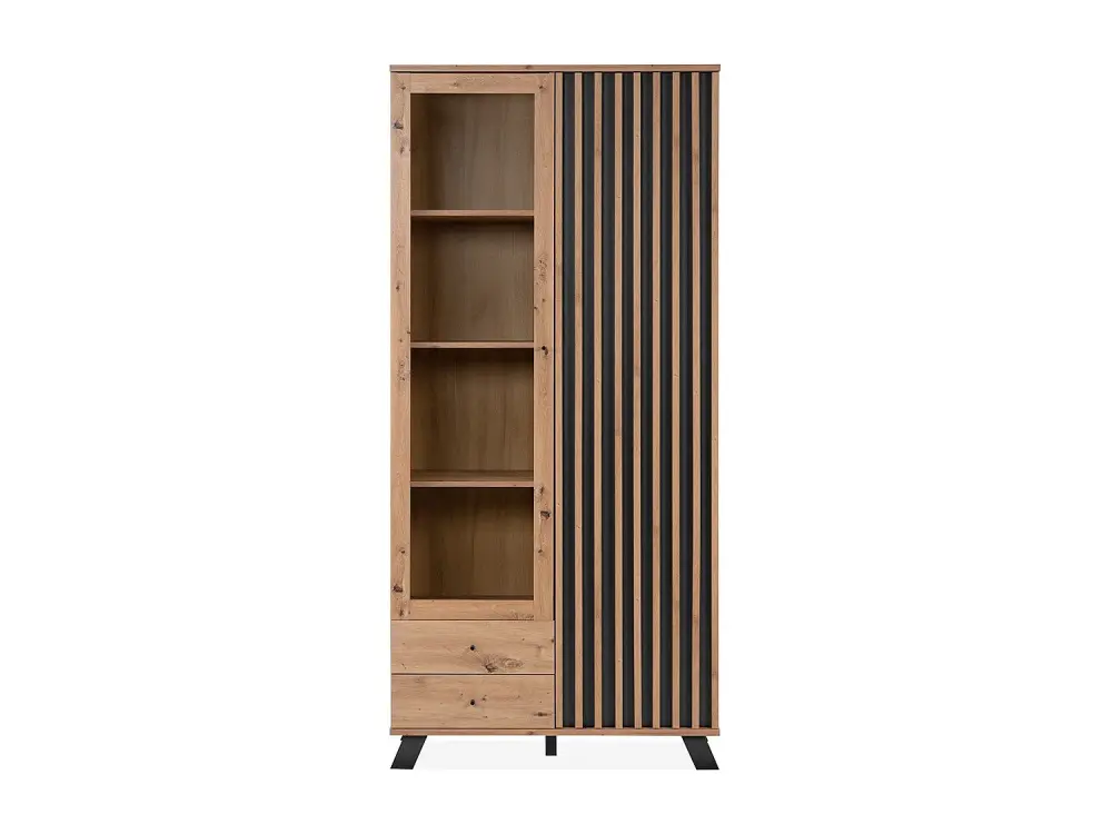 Vitrina 2 Puertas y 2 Cajones Decoración Roble L92 cm - Lublin
