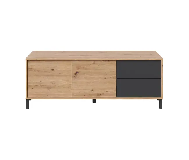 Aparador Daca, Buffet de salón, Mueble TV, Aparador con pies para salón, Armario vanguardista con 2 puertas, 130x41h47 c...